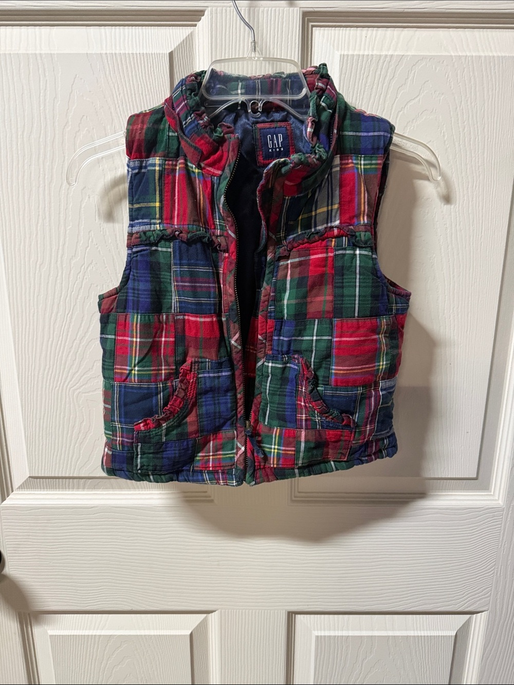 GAP Kids Quilted Plaid Vest in Red, Green, Blue